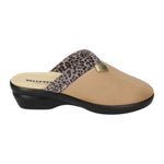 Valleverde Pantofola Donna in Tessuto Cammello con Stampa Leopardata