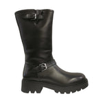 Keys Stivale Corto Donna in Pelle Nera con Fibbie