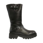 Keys Stivale Corto Donna in Pelle Nera con Fibbie