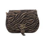 Carmela Borsa a Tracolla Donna in Camoscio Kaki con Stampa Zebrata