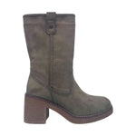 Refresh Stivale Donna in Camoscio Kaki con Tacco Largo Alto 70mm