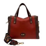 M Brc Borsa a Mano Donna Linea Animalier in Pelle Marrone Coccio con Tracolla