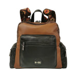 M Brc Zaino Donna Linea Obona in Pelle Nero Cognac con Tasconi Laterali