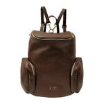 M Brc Zaino Donna in Pelle Marrone Linea Voyager con Tasche Laterali e Zip