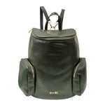 M Brc Zaino Donna in Pelle Verde Linea Voyager con Tasche Laterali e Zip