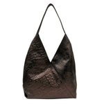 M Brc Borsa a Spalla Grande Donna Linea Diagonal in Pelle Laminata Moro