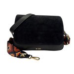 M Brc Borsa a Tracolla Grande Donna Linea Obona Suede in Camoscio e Pelle Nera