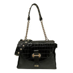 M Brc Borsa a Spalla Donna Linea Millebolle in Pelle Nera Cocco con Patta e Catena