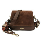 M Brc Borsa a Tracolla Piccola Donna Linea Obona Suede in Camoscio e Pelle Marrone