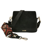 M Brc Borsa a Tracolla Piccola Donna Linea Obona Suede in Camoscio e Pelle Nera