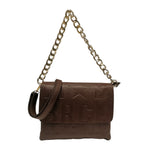 M Brc Borsa a Tracolla Donna Linea Sfera in Pelle Logata Marrone con Catena e Patta