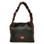 M Brc Borsa a Spalla Donna Linea Treccia in Pelle Nero Marrone