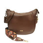 M Brc Borsa a Spalla Donna Linea Obona in Pelle Martellata Marrone con Doppia Tracolla