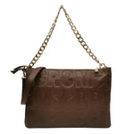 M Brc Borsa a Tracolla Donna Linea Sfera in Pelle Logata Marrone con Catena