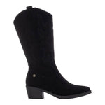 Refresh Camperos Stivale Donna in Camoscio Nero con Cuciture e Tacco Largo Alto 50mm