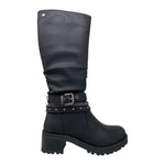 Refresh Stivale Donna in Ecopelle Nera con Fibbia e Catena