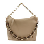 Caleidos Borsa a Spalla Donna in Pelle Morbida Martellata Marmo con Catena