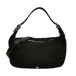 Caleidos Mezzaluna Donna in Camoscio Nero con Inserti in Pelle e Tracolla