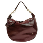 Caleidos Borsa a Spalla Mezzaluna Grande Donna in Vernice Bordeaux con Tracolla
