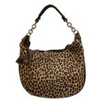 Caleidos Borsa a Spalla Grande Donna in Pelle Marrone con Stampa Leopardata e Tracolla
