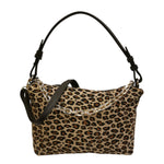 Caleidos Borsa a Spalla Donna in Pelle Marrone con Stampa Leopardata e Catena Oro