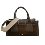 Caleidos Borsa a Mano Rettangolare Donna in Pelle e Camoscio Marrone con Tracolla