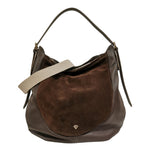 Caleidos Borsa a Spalla Donna in Camoscio e Pelle Marrone con Tracolla Beige