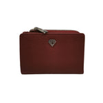Caleidos Portafoglio Donna in Pelle Martellata Bordeaux con Zip e Bottone