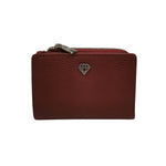 Caleidos Portafoglio Donna in Pelle Martellata Bordeaux con Zip e Bottone