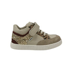 Balducci Sneakers Bambina in Pelle Beige con Stampa Leopardata e Strappo