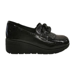Susimoda Mocassino Donna in Vernice Nera con Catena e Zeppa