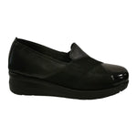 Susimoda Mocassino Donna in Pelle e Camoscio Nero con Zeppa Alta 40mm