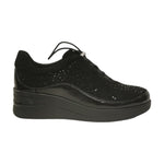 Susimoda Slip On Donna in Camoscio e Vernice Nero con Strass e Zeppa