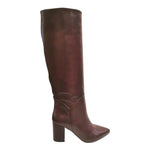Agua Stivale Donna in Pelle Bordeaux con Tacco Largo Alto 70mm