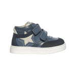 Balducci Sneakers Alta Bambino in Pelle Blu con Doppio Strappo