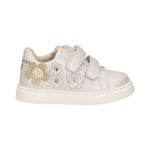 Balducci Sneakers Bambina in Pelle Bianca con Doppio Strappo e Fiori