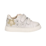 Balducci Sneakers Bambina in Pelle Bianca con Doppio Strappo e Fiori
