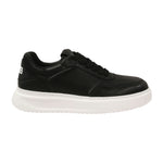 4US Sneakers Uomo in Pelle Nera con Logo Bianco