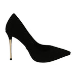 4US Dècollettè Donna in Camoscio Nero e Tacco a Stiletto Alto 100mm