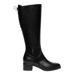 Nero Giardini Stivale Donna in Pelle Nera con Laccetti e Tacco Largo Alto 50mm