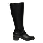 Nero Giardini Stivale Donna in Pelle Nera con Laccetti e Tacco Largo Alto 50mm