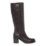Nero Giardini Stivale Donna in Pelle Moro con Dettaglio Dorato e Tacco Largo Alto 60mm