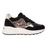 Nero Giardini Sneakers Donna in Pelle e Camoscio Nera con Glitter e Leopardato