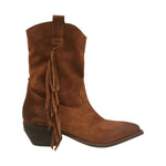 Agua Camperos Donna in Camoscio Cuoio con Frange e Tacco Largo Alto 50mm