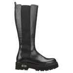 Cult Stivale Alto Donna in Pelle Nera con Elastico in Tessuto Laterale