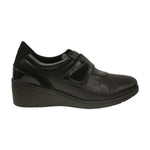 Melluso Scarpa con Strappo Donna in Pelle e Vernice Nera con Zeppa