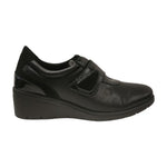 Melluso Scarpa con Strappo Donna in Pelle e Vernice Nera con Zeppa