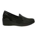 Melluso Mocassino Donna in Pelle Nera con Elastico in Tessuto e Zeppa