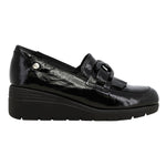 Melluso Mocassino Donna in Vernice Nera con Catena e Frange