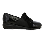 Melluso Mocassino Donna in Camoscio e Vernice Nero con Strass e Zeppa